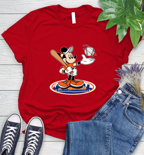 MLB Baseball New York Mets Cheerful Mickey Disney Shirt Women's T-Shirt 11