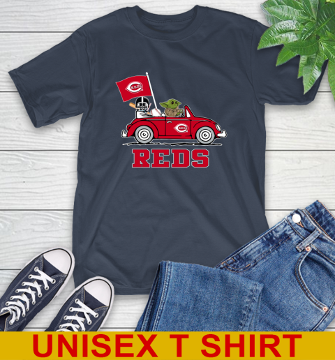 MLB Baseball Cincinnati Reds Darth Vader Baby Yoda Driving Star Wars Shirt T-Shirt 4