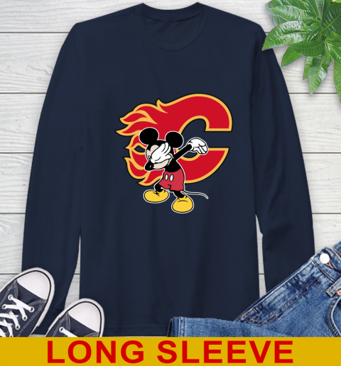 Calgary Flames NHL Hockey Dabbing Mickey Disney Sports Long Sleeve T-Shirt 4