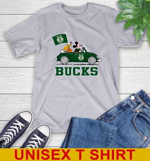 NBA Basketball Milwaukee Bucks Pluto Mickey Driving Disney Shirt T-Shirt 6