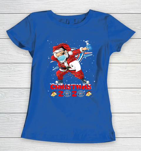 Oklahoma City Thunder Funny Santa Claus Dabbing Christmas 2020 NBA Women's T-Shirt 8