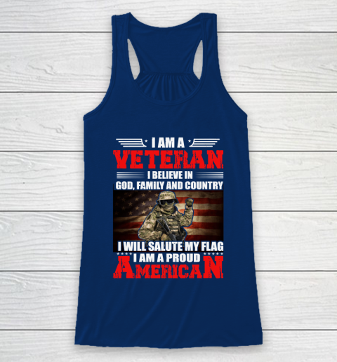 Veteran Shirt Im a Veteran I Believe In God Family And Country Anerican Flag Racerback Tank 14