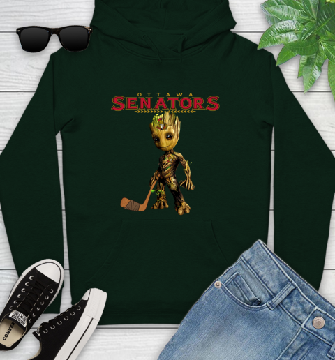 Ottawa Senators NHL Hockey Groot Marvel Guardians Of The Galaxy Youth Hoodie 13