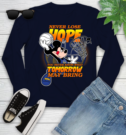Golden State Warriors NBA Basketball Mickey Disney Never Lose Hope Youth Long Sleeve 2