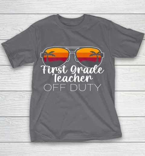 1st Grade Teacher Off Duty Sunglasses Beach Sunset Youth T-Shirt 5