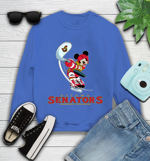 NHL Hockey Ottawa Senators Cheerful Mickey Mouse Shirt Youth Sweatshirt 7