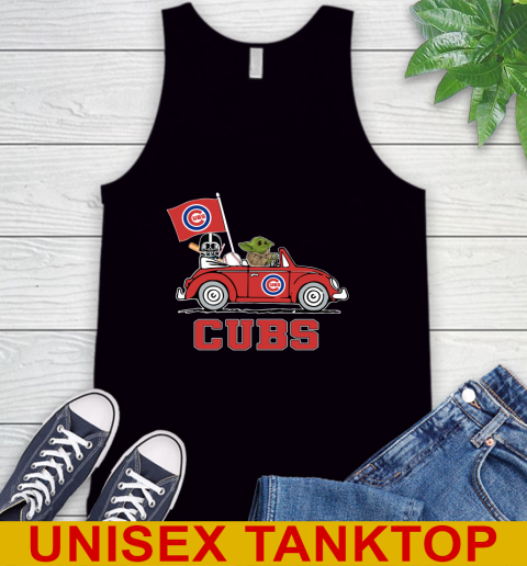 MLB Baseball Chicago Cubs Darth Vader Baby Yoda Driving Star Wars Shirt Tank Top 2