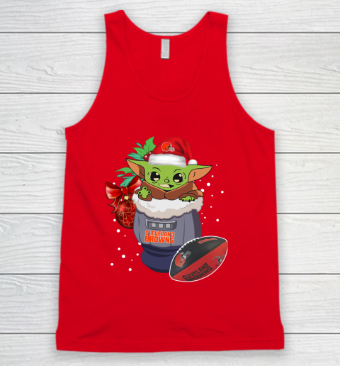 Cleveland Browns Christmas Baby Yoda Star Wars Funny Happy NFL Tank Top 6