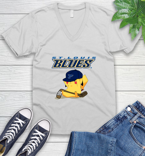 NHL Pikachu Hockey Sports St.Louis Blues V-Neck T-Shirt
