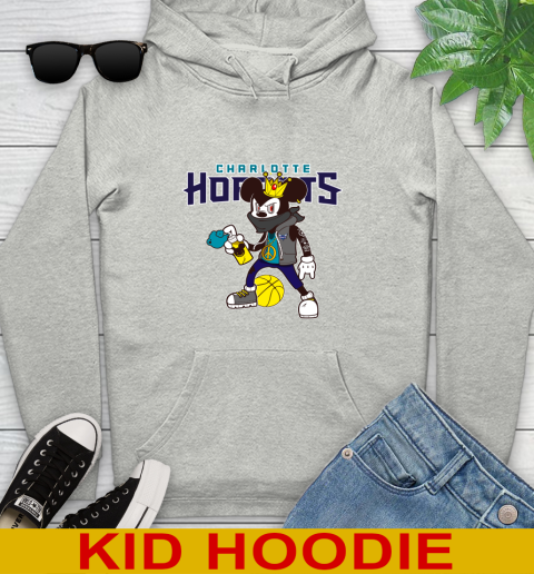 Charlotte Hornets NBA Basketball Mickey Peace Sign Sports Youth Hoodie