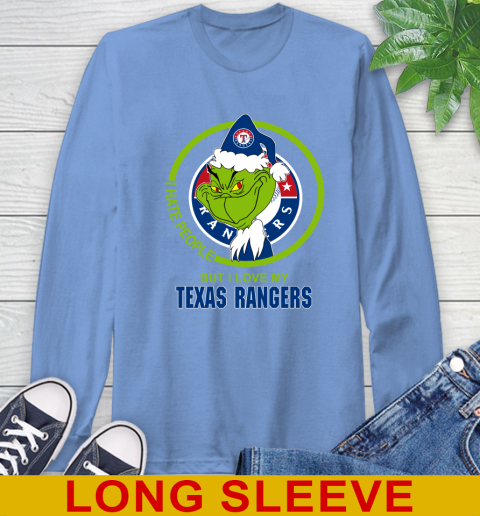 Texas Rangers MLB Christmas Grinch I Hate People But I Love My Favorite Baseball Team Long Sleeve T-Shirt 11