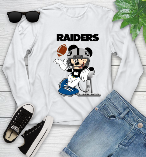 NFL Oakland Raiders Mickey Mouse Disney Super Bowl Football T Shirt Youth Long Sleeve