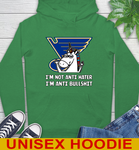 St.Louis Blues NHL Hockey Unicorn I'm Not Anti Hater I'm Anti Bullshit Hoodie 8