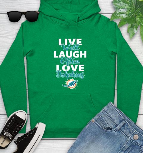 NFL Football Miami Dolphins Live Well Laugh Often Love Shirt Youth Hoodie 7