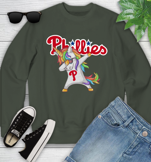 Philadelphia Phillies MLB Baseball Funny Unicorn Dabbing Sports Youth Sweatshirt 10