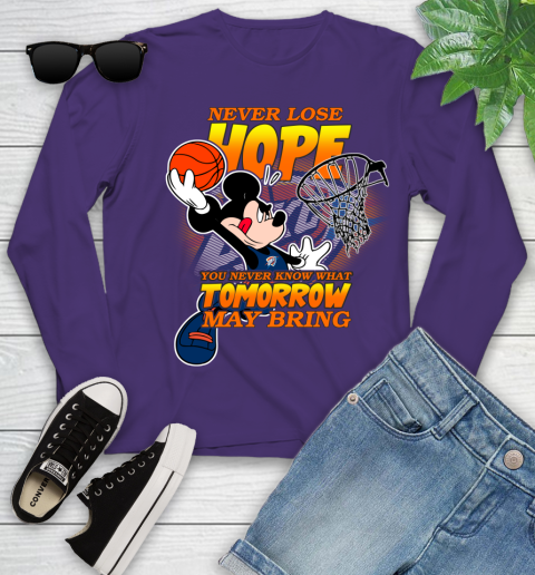 Oklahoma City Thunder NBA Basketball Mickey Disney Never Lose Hope Youth Long Sleeve 4