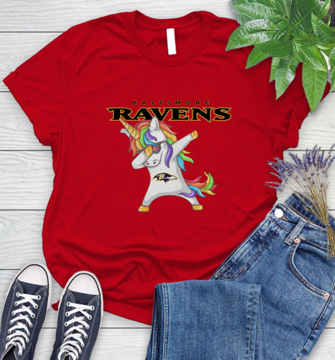 Baltimore Ravens NFL Football Funny Unicorn Dabbing Sports Women's T-Shirt 9