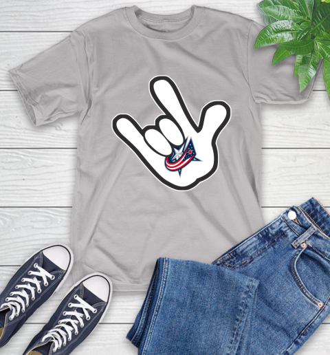 Columbus Blue Jackets NHL Hockey Mickey Rock Hand Disney T-Shirt 12