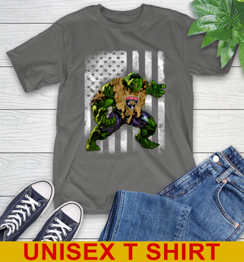 Florida Panthers Hulk Marvel Avengers NHL Hockey American Flag T-Shirt 10
