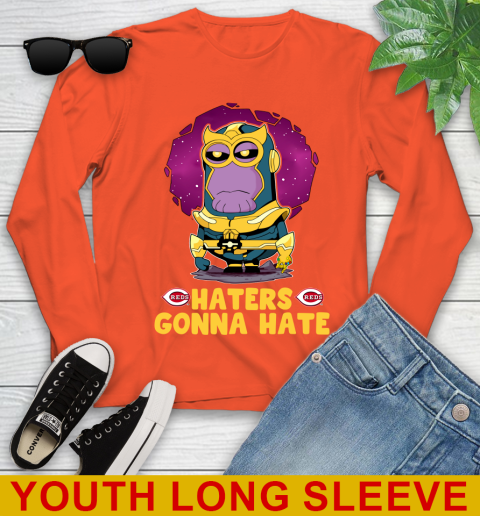 MLB Baseball Cincinnati Reds Haters Gonna Hate Thanos Minion Marvel Shirt Youth Long Sleeve 4