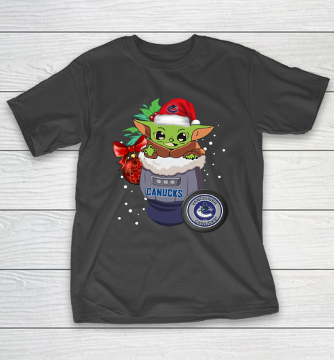 Vancouver Canucks Christmas Baby Yoda Star Wars Funny Happy NHL T-Shirt 2