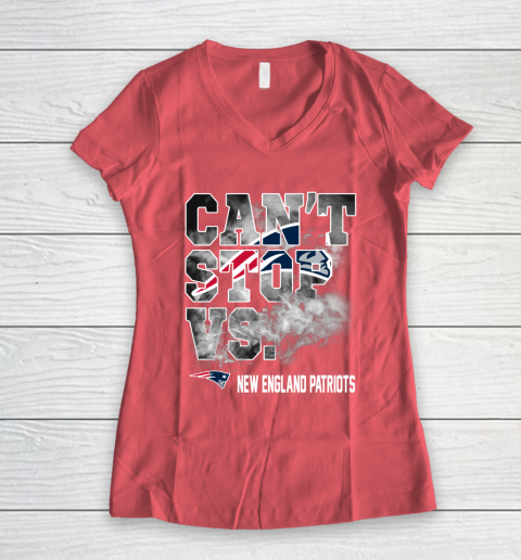 NFL New England Patriots Can't Stop Vs Women's V-Neck T-Shirt 4