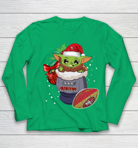 San Francisco 49ers Christmas Baby Yoda Star Wars Funny Happy NFL Youth Long Sleeve 6