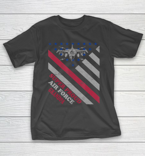 GrandFather gift shirt Vintage Flag American Veteran Super Proud Air Force Grandpa T Shirt T-Shirt