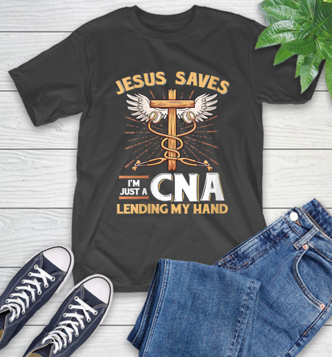 Nurse Shirt Womens CNA Shirts for Women Nurse Gift Faith Jesus Saves T Shirt T-Shirt