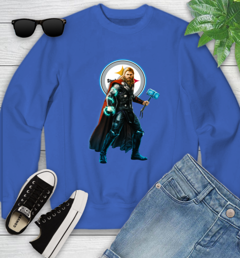 NFL Thor Avengers Endgame Football Pittsburgh Steelers Youth Sweatshirt 8