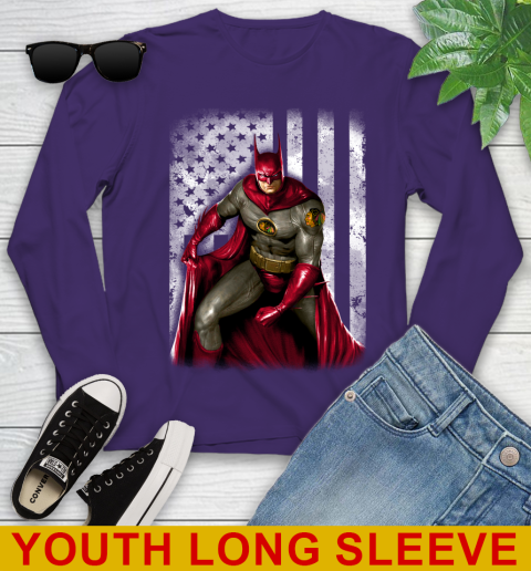 Chicago Blackhawks NHL Hockey Batman DC American Flag Shirt Youth Long Sleeve 4