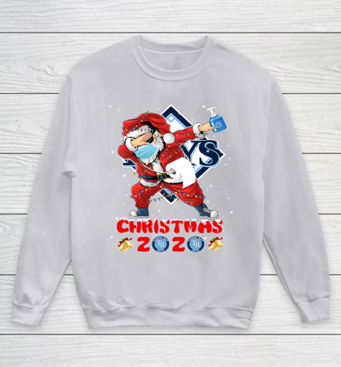 Tampa Bay Rays Funny Santa Claus Dabbing Christmas 2020 MLB Youth Sweatshirt 3