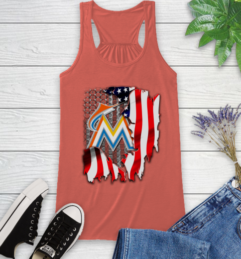 Miami Marlins MLB Baseball American Flag Racerback Tank - Image 4