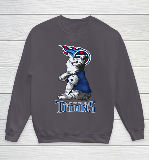 NFL Football My Cat Loves Tennessee Titans Youth Sweatshirt 5