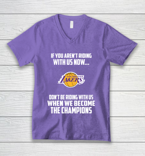 NBA Los Angeles Lakers Basketball We Become The Champions V-Neck T-Shirt 8