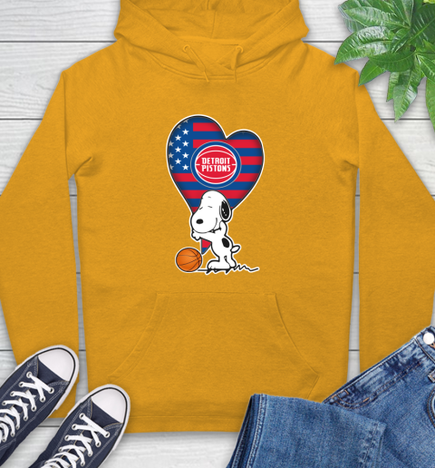 Detroit Pistons NBA Basketball The Peanuts Movie Adorable Snoopy Hoodie 3