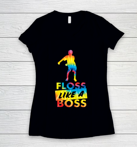 Fortnite Tshirt Tie Dye Floss Like A Boss  Flossing Dance Women's V-Neck T-Shirt