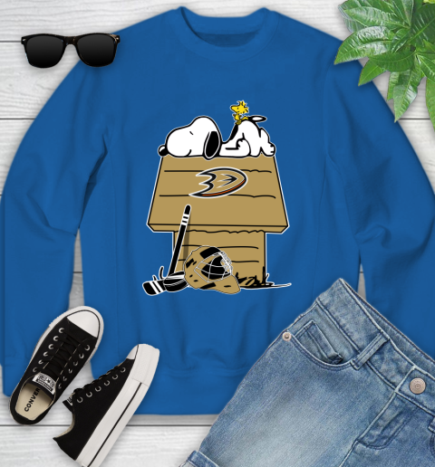 Anaheim Ducks NHL Hockey Snoopy Woodstock The Peanuts Movie Youth Sweatshirt 8
