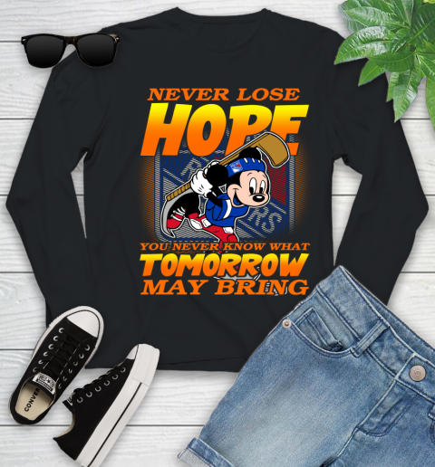 New York Rangers NHL Hockey ootball Mickey Disney Never Lose Hope Youth Long Sleeve