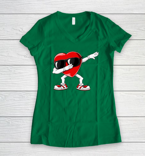 Dabbing Heart Funny Gifts Mens Kids Boys Valentines Day Women's V-Neck T-Shirt 3