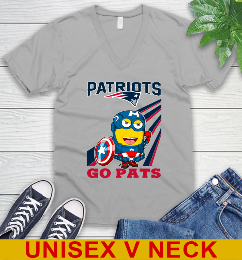 NFL Football New England Patriots Captain America Marvel Avengers Minion Shirt V-Neck T-Shirt 3