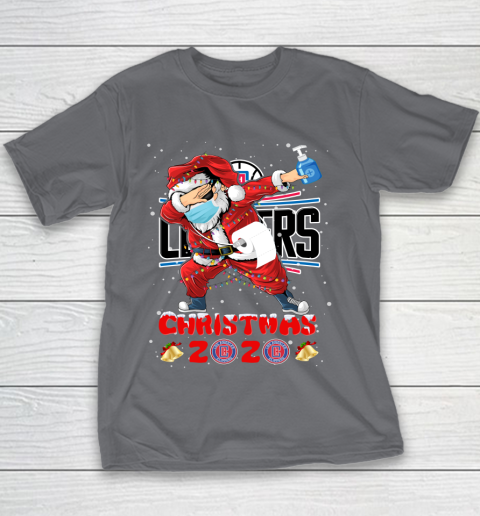 LA Clippers Funny Santa Claus Dabbing Christmas 2020 NBA Youth T-Shirt 5