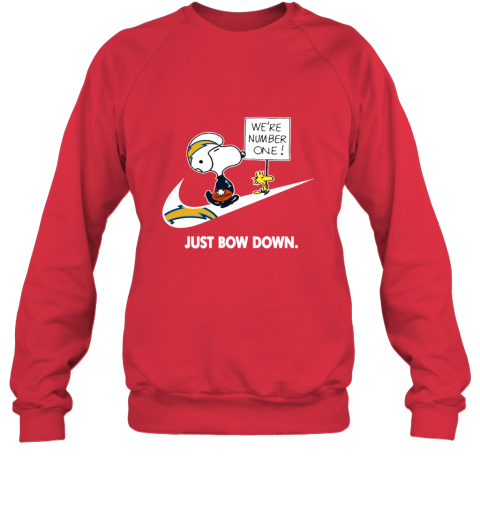 nfl Los Angeles Chargers Are Number One – nike Just Bow Down Snoopy juzw los angeles chargers are number one ndash just bow dow sweatshirt 35 front red
