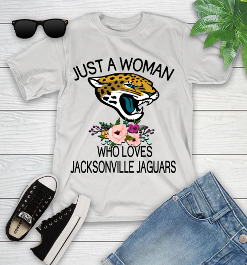 NFL Just A Woman Who Loves Jacksonville Jaguars Football Sports Youth T-Shirt