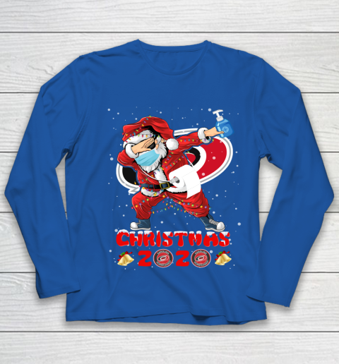 Carolina Hurricanes Funny Santa Claus Dabbing Christmas 2020 NHL Youth Long Sleeve 7