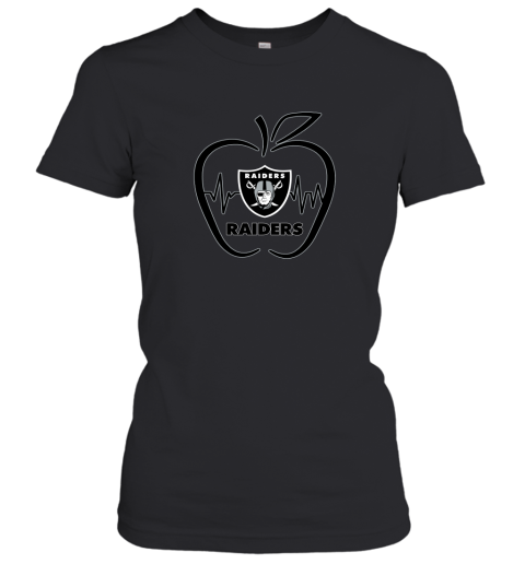Apple Heartbeat Teacher Symbol Oakland Raiders Women's T-Shirt