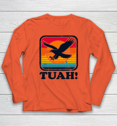 Funny Hawk Tuah Tush Camping Hiking Sarcastic Long Sleeve T-Shirt 3