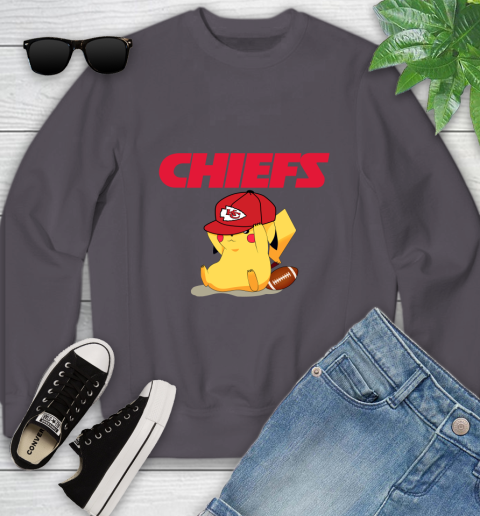 NFL Pikachu Football Sports Kansas City Chiefs Youth Sweatshirt 6