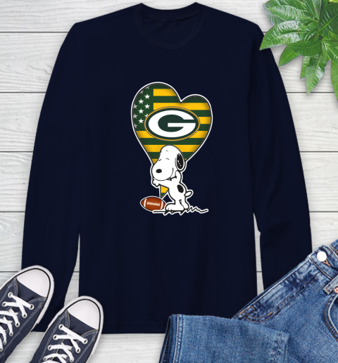 Green Bay Packers NFL Football The Peanuts Movie Adorable Snoopy Long Sleeve T-Shirt 4