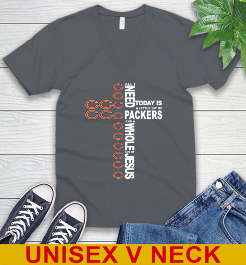 NFL All I Need Today Is A Little Bit Of Chicago Bears Shirt V-Neck T-Shirt 4